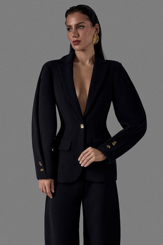 Fitted Silhouette Blazer with Statement Sleeves