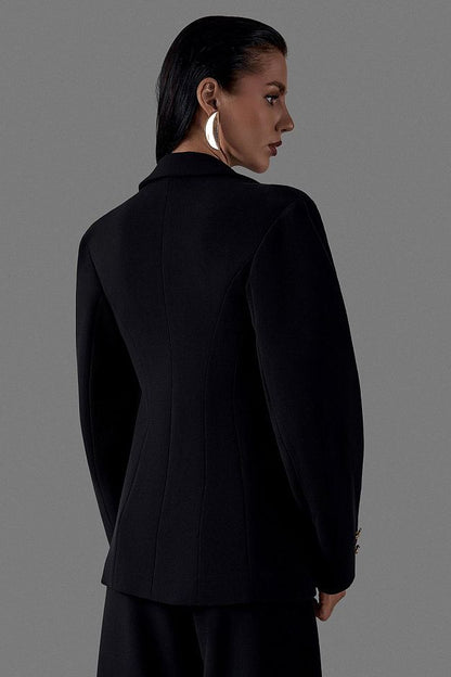 Fitted Silhouette Blazer with Statement Sleeves