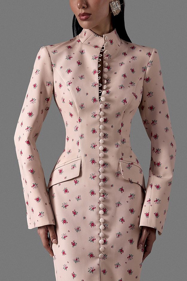 Fitted Midi Dress with Button Front