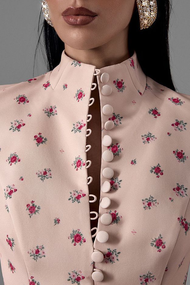 Fitted Midi Dress with Button Front