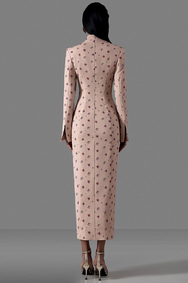 Fitted Midi Dress with Button Front