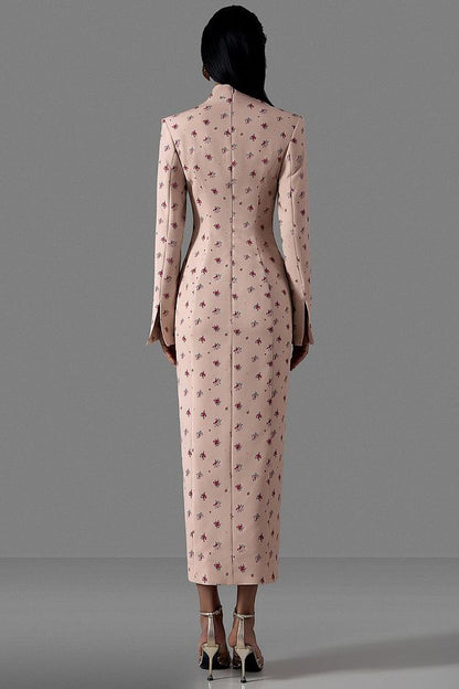 Fitted Midi Dress with Button Front