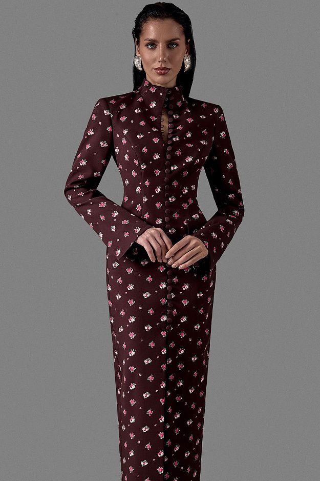 Fitted Midi Dress with Button Front