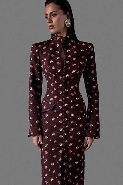 Fitted Midi Dress with Button Front