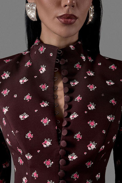 Fitted Midi Dress with Button Front