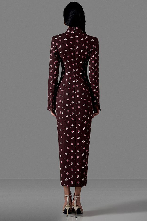 Fitted Midi Dress with Button Front