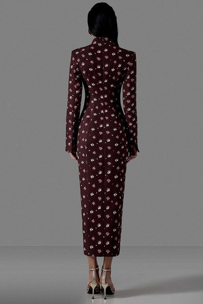 Fitted Midi Dress with Button Front