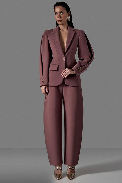 Fitted Silhouette Blazer with Statement Sleeves