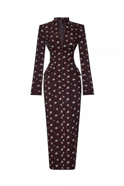 Fitted Midi Dress with Button Front