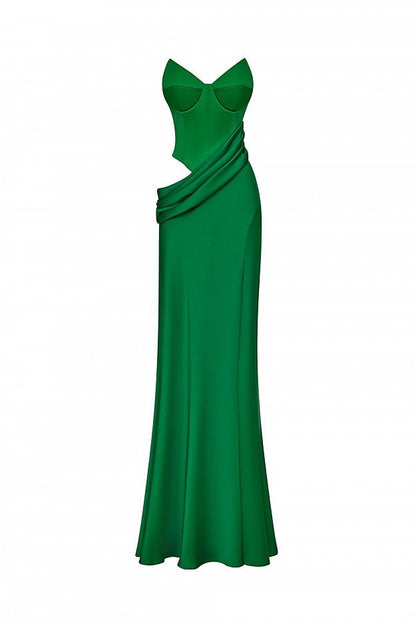 Maxi Evening Dress with Corset Bodice