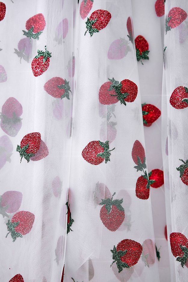 Strawberry Embroidered Midi Dress