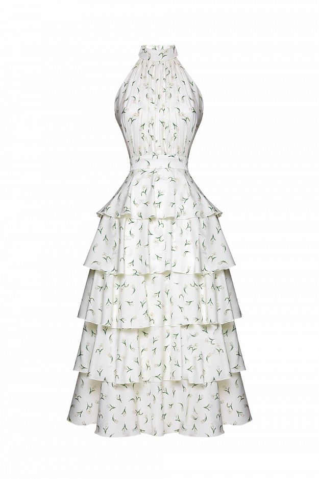 Tiered Halter Midi Dress