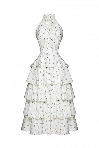 Tiered Halter Midi Dress