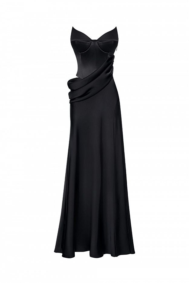 Maxi Evening Dress with Corset Bodice