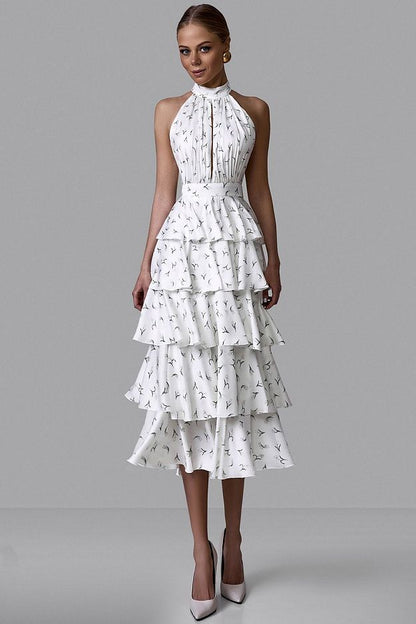 Tiered Halter Midi Dress