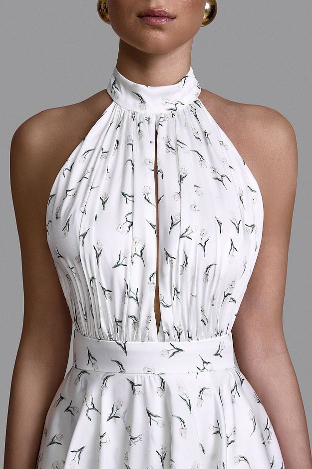 Tiered Halter Midi Dress