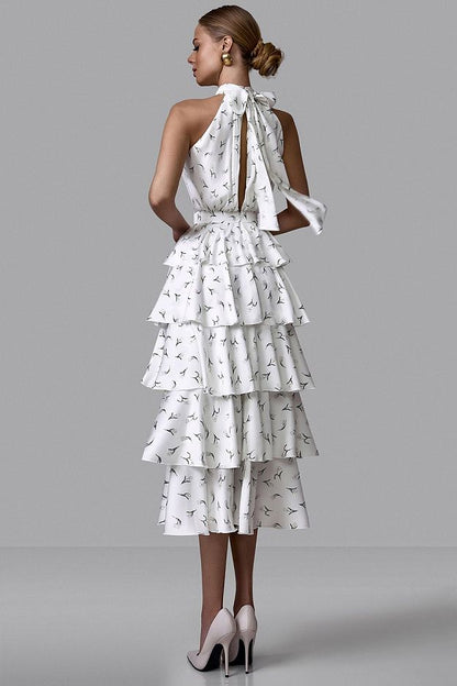 Tiered Halter Midi Dress