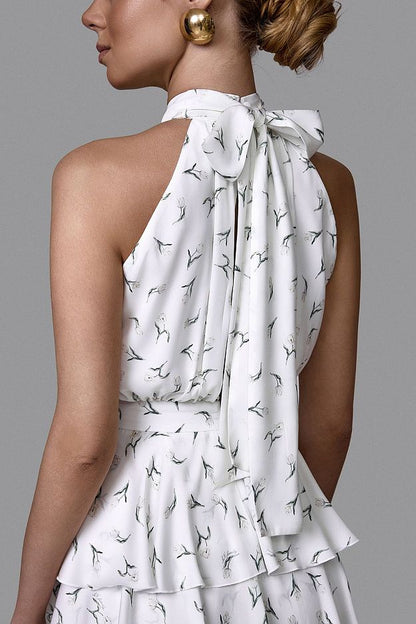 Tiered Halter Midi Dress