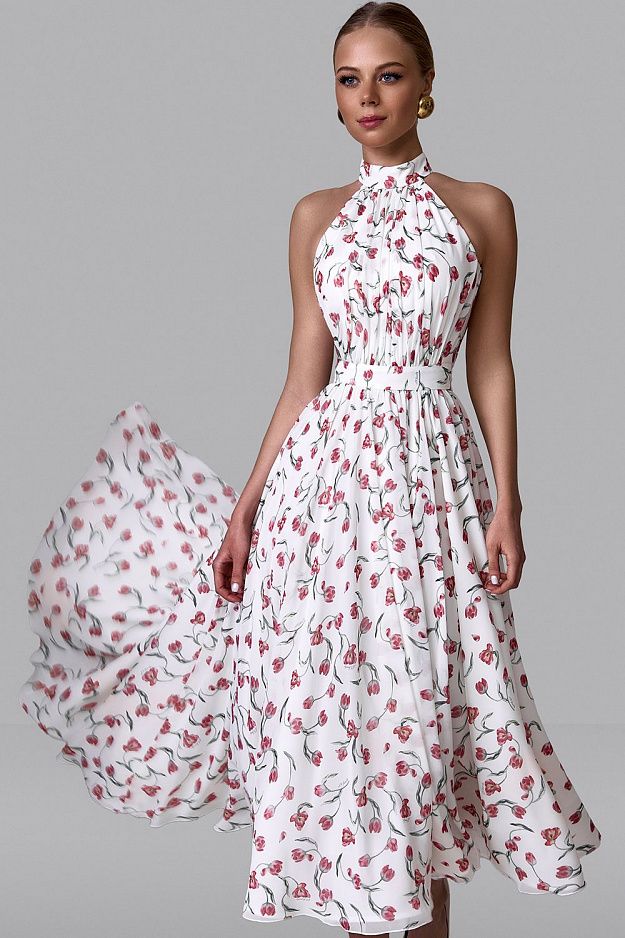 Draped Halter Neck Dress