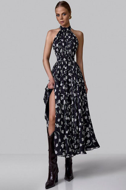 Draped Halter Neck Dress