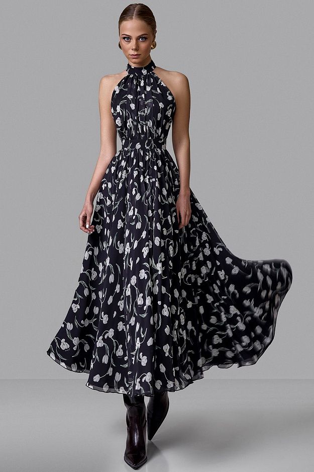 Draped Halter Neck Dress