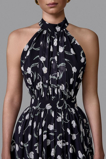 Draped Halter Neck Dress