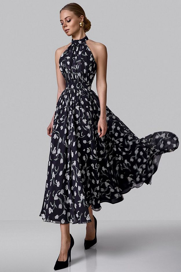 Draped Halter Neck Dress