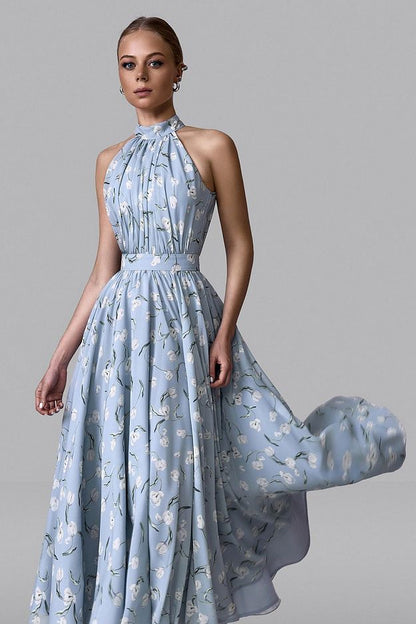 Draped Halter Neck Dress