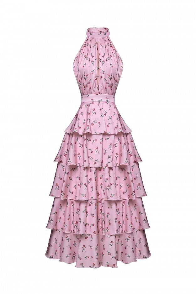 Tiered Halter Midi Dress