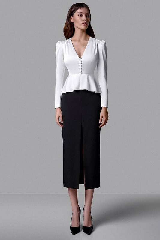 Peplum Blouse with V-Neckline