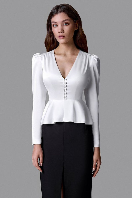 Peplum Blouse with V-Neckline