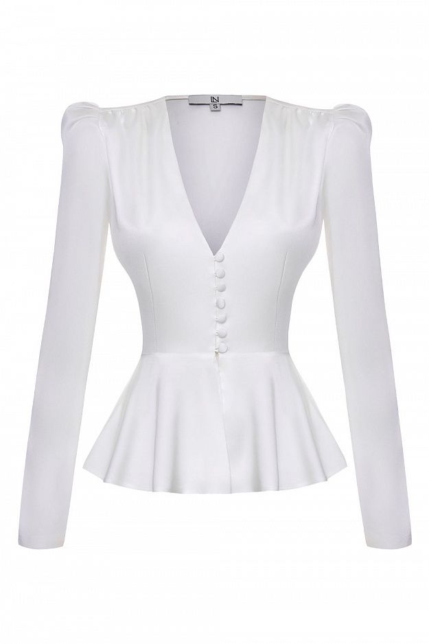 Peplum Blouse with V-Neckline