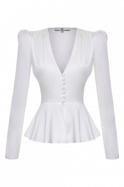 Peplum Blouse with V-Neckline