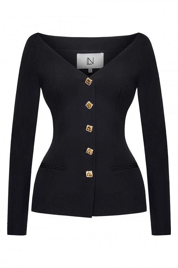 Fitted Blazer with Statement Neckline