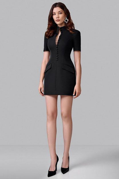 Mini Dress with Decorative Buttons