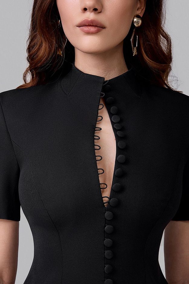 Mini Dress with Decorative Buttons