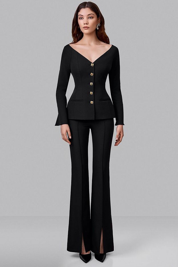 Fitted Blazer with Statement Neckline