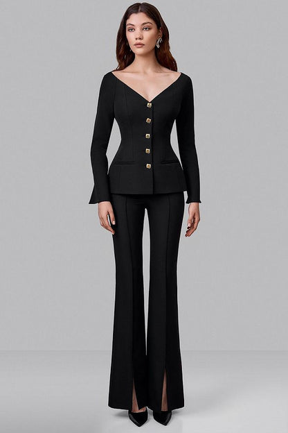 Fitted Blazer with Statement Neckline