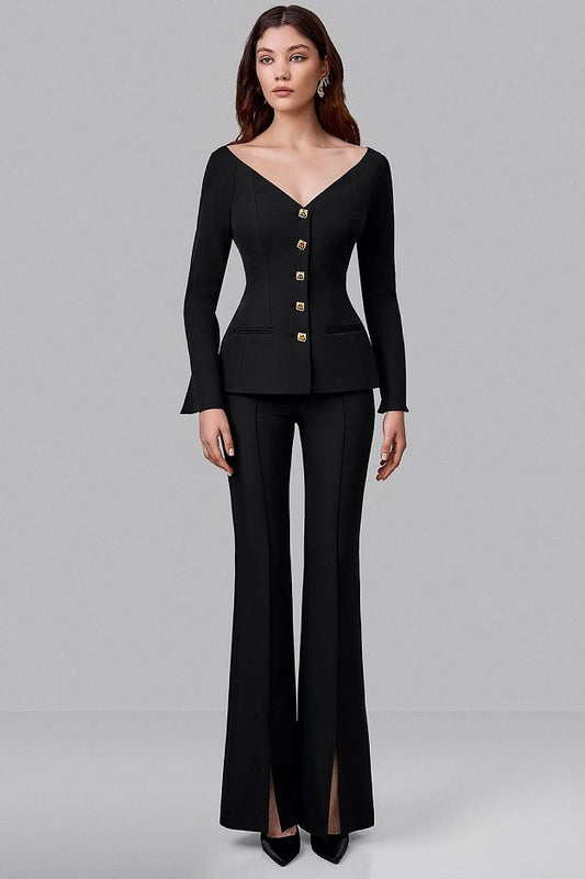 Fitted Blazer with Statement Neckline