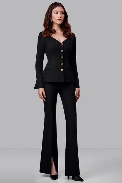 Fitted Blazer with Statement Neckline