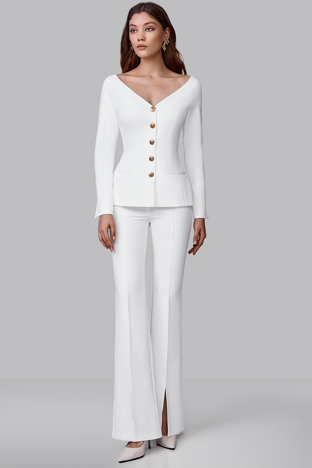Fitted Blazer with Statement Neckline