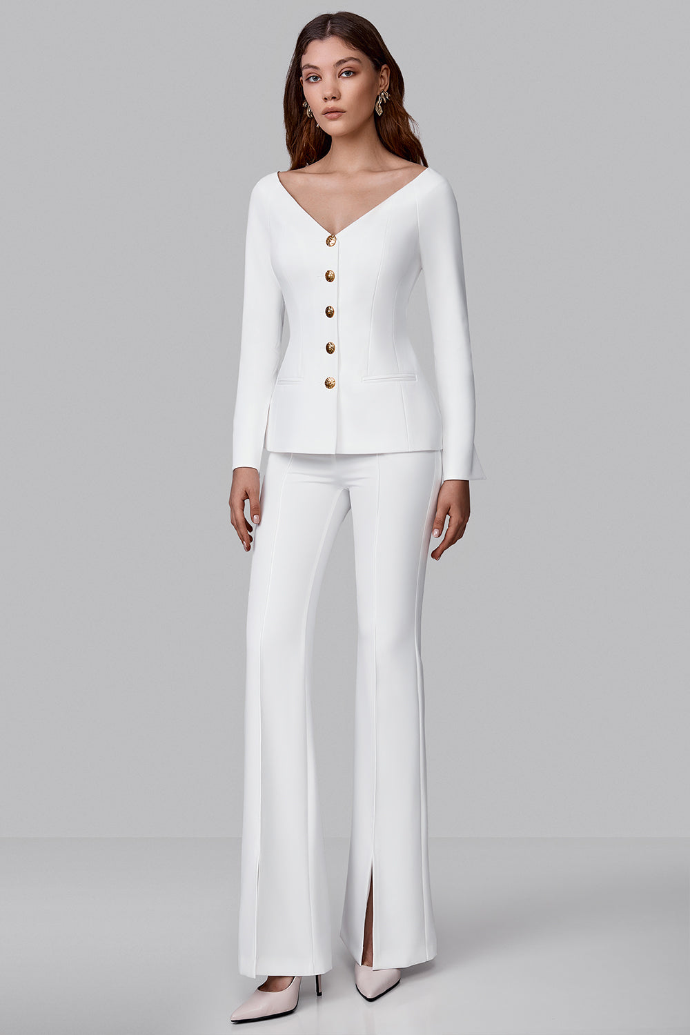 High-Waisted Flared Trousers