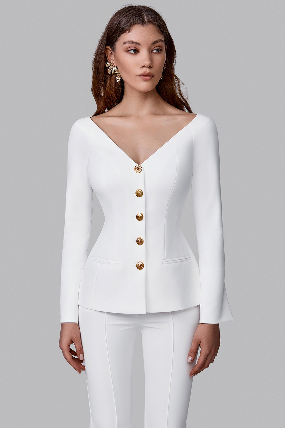 Fitted Blazer with Statement Neckline