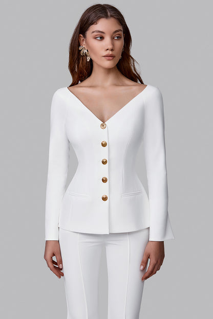Fitted Blazer with Statement Neckline