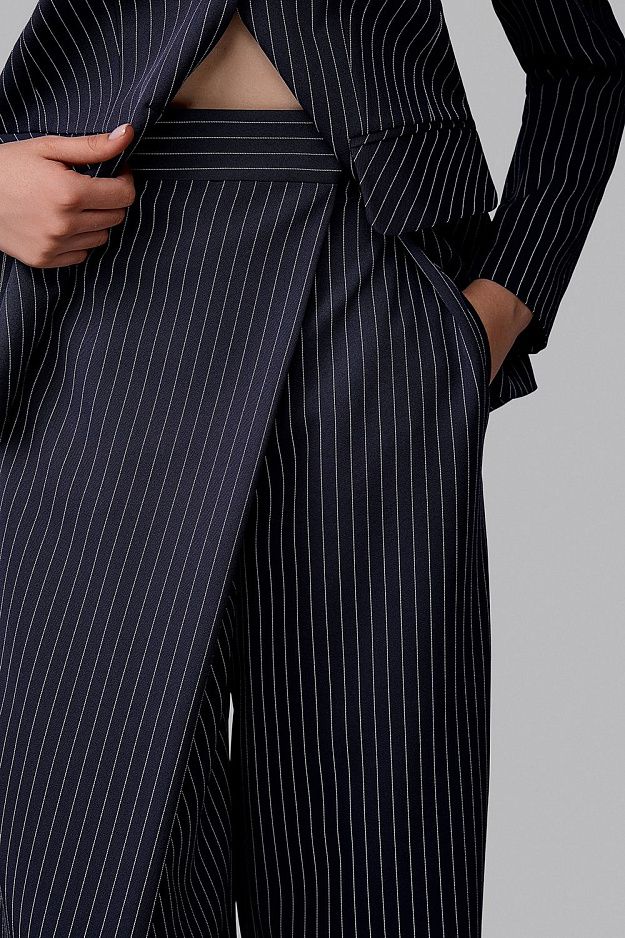 High-Waisted Striped Wrap Trousers