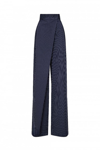 High-Waisted Striped Wrap Trousers