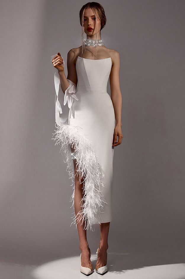 Dress with Natural Ostrich Feathers