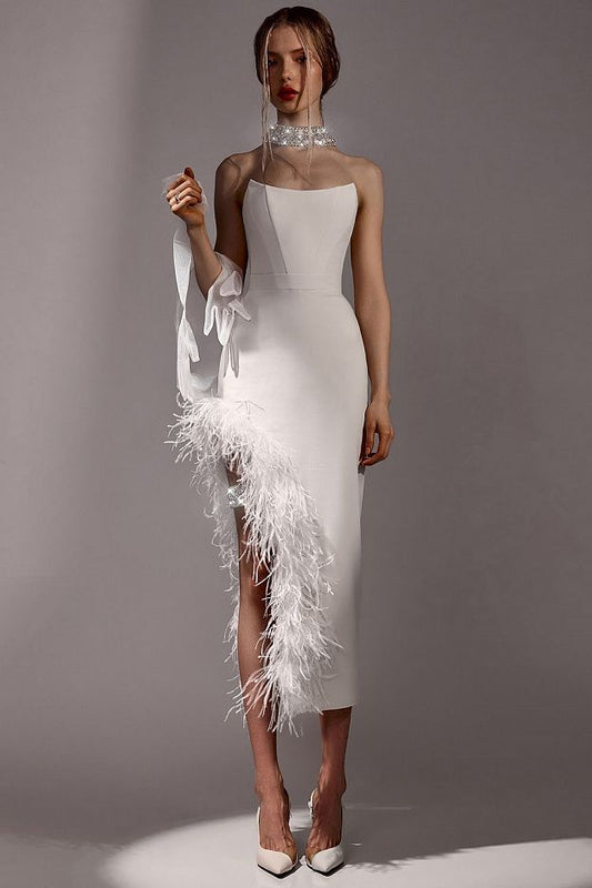 Dress with Natural Ostrich Feathers