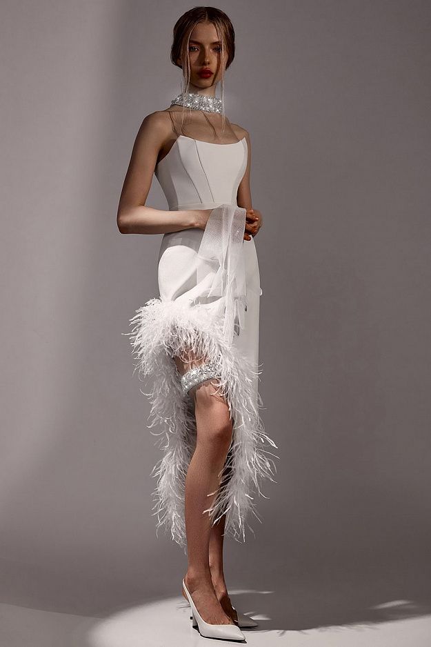 Dress with Natural Ostrich Feathers
