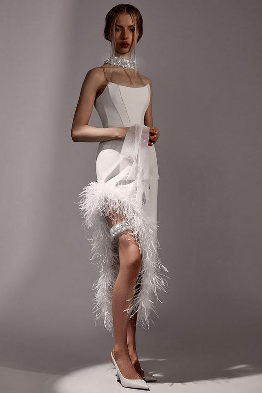 Dress with Natural Ostrich Feathers